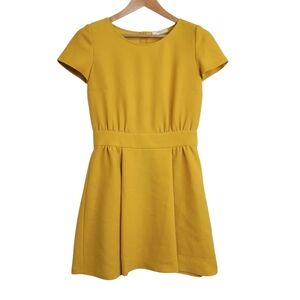 Ba&sh herringbone pattern marigold yellow skater dress